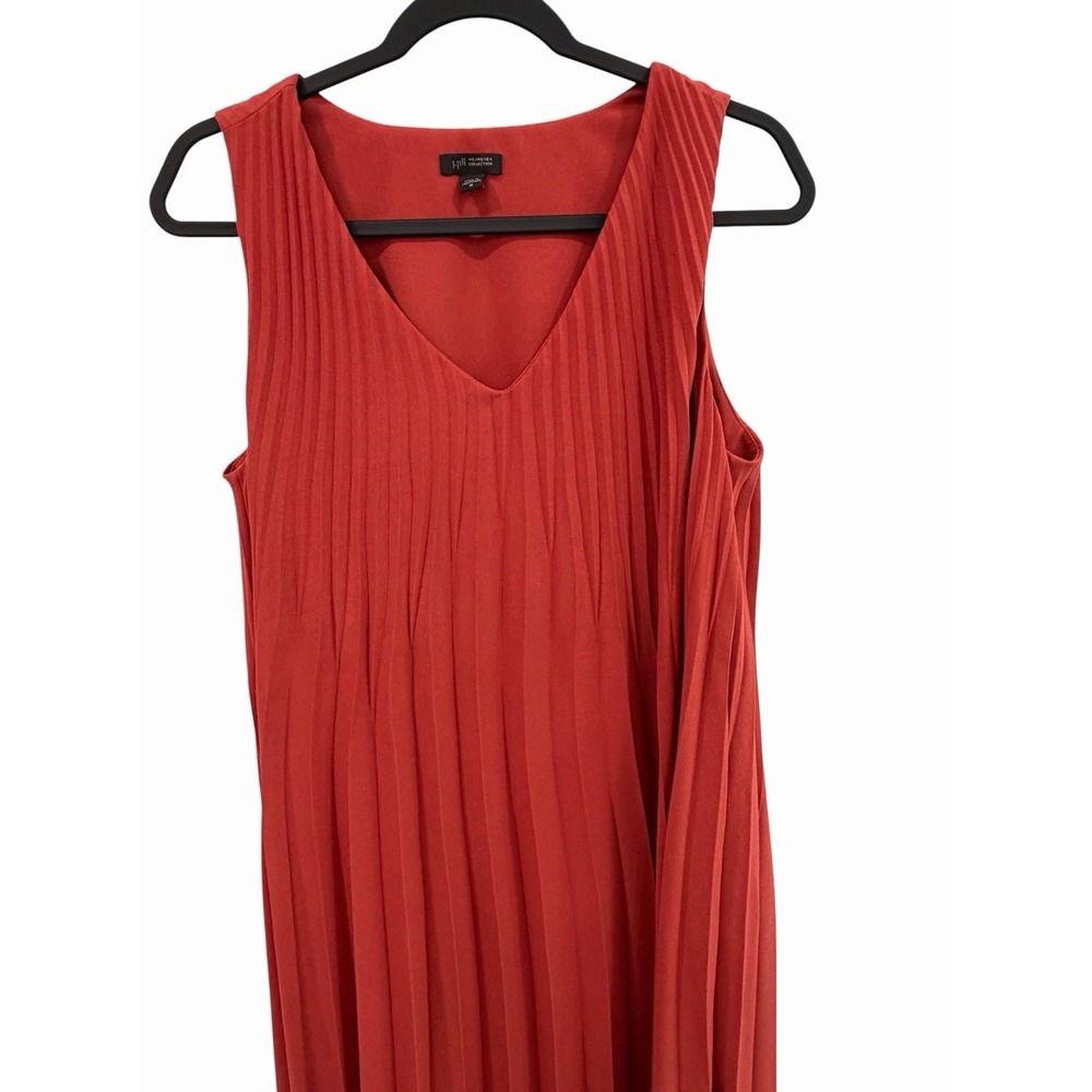 J Jill Wearever Pleated Sleeveless Midi Dress Medium V Neck Minimalist - Picture 5 of 12